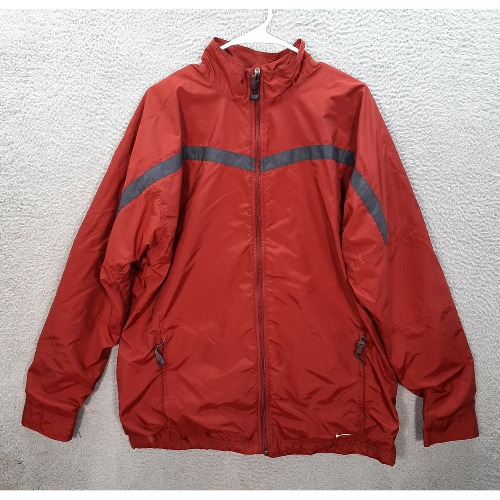 Vintage Nike Track Jacket Adult Large Red Black Windbreaker Streetwear 1990s Y2K